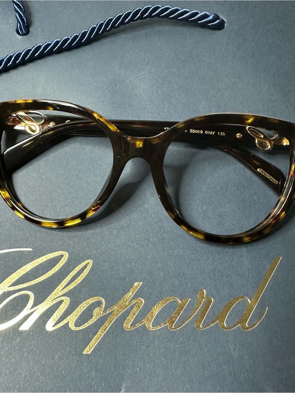 Chopard Tortoise shell Round Frame Glasses - Brown/Gold Accents